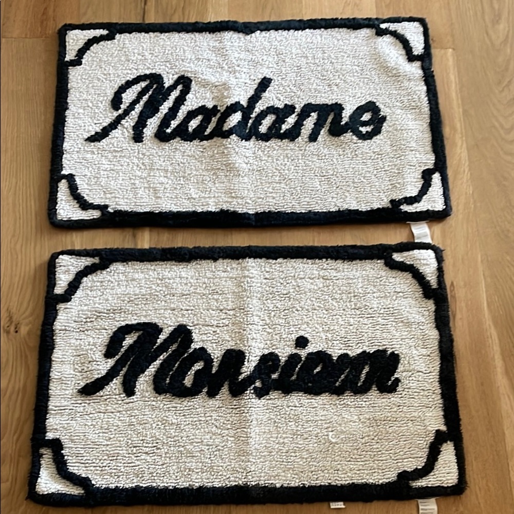 ANTHROPOLOGY Black and White 'Madame' and 'Monsieur' Rugs